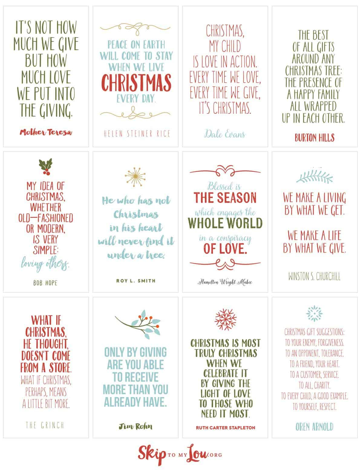 Christmas Quotes {Free Printable Cards} | Skip To My Lou regarding Printable Christmas Sayings For Card