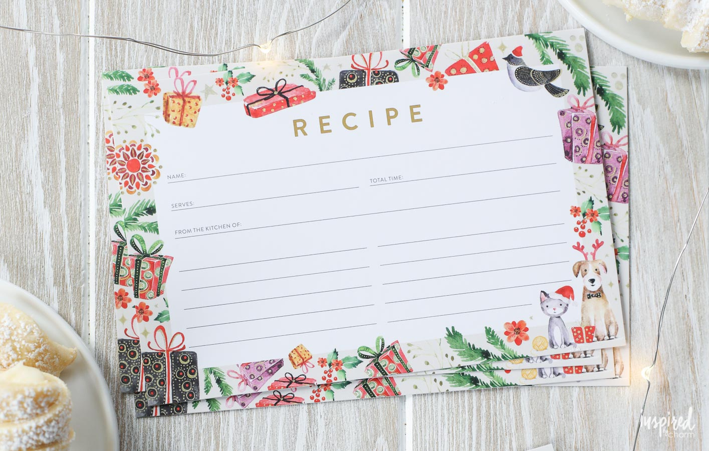 Christmas Recipe Card Printable - Holiday Recipe Card Download inside Printable Christmas Recipe Tags