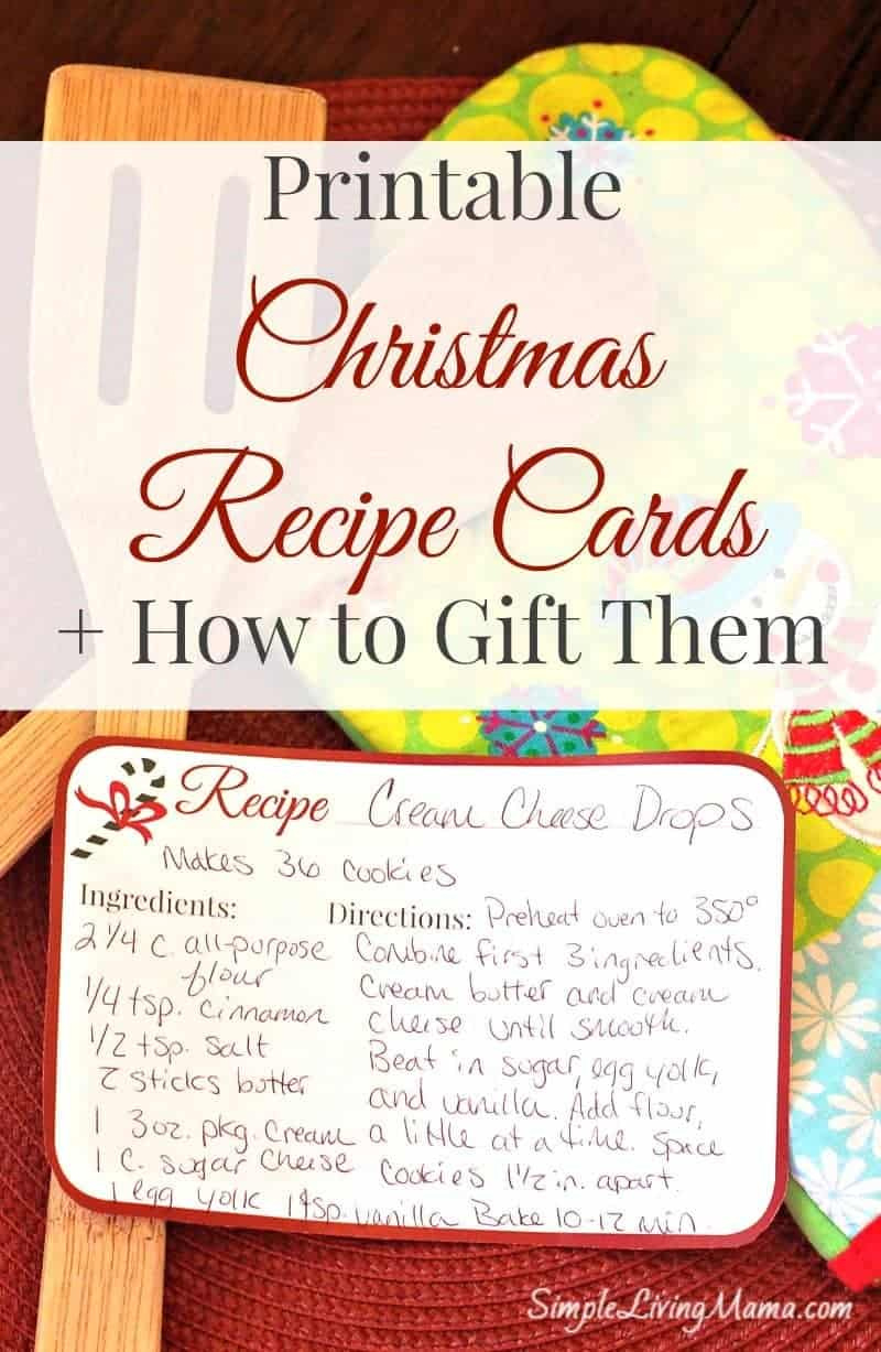 Christmas Recipe Cards - Free Printable - Simple Living Mama inside Printable Recipe Card Christmas