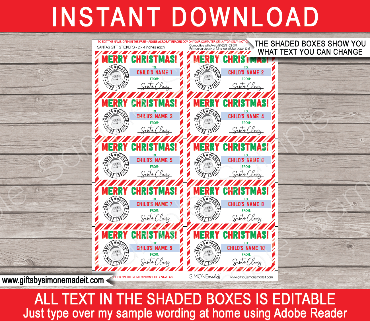 Christmas Santa'S Workshop Gift Tags (Set 2) - Red & Green regarding Santa Workshop Label Printable