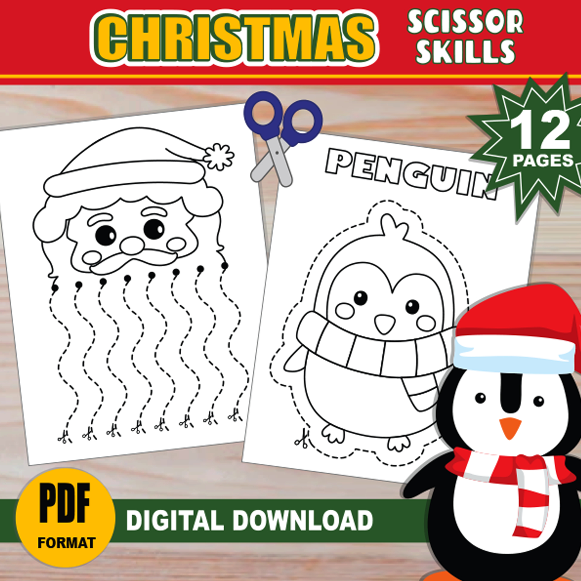 Christmas Scissor Skills | Santa'S Beard & Christmas Characters within Christmas Cutting Skills Printable