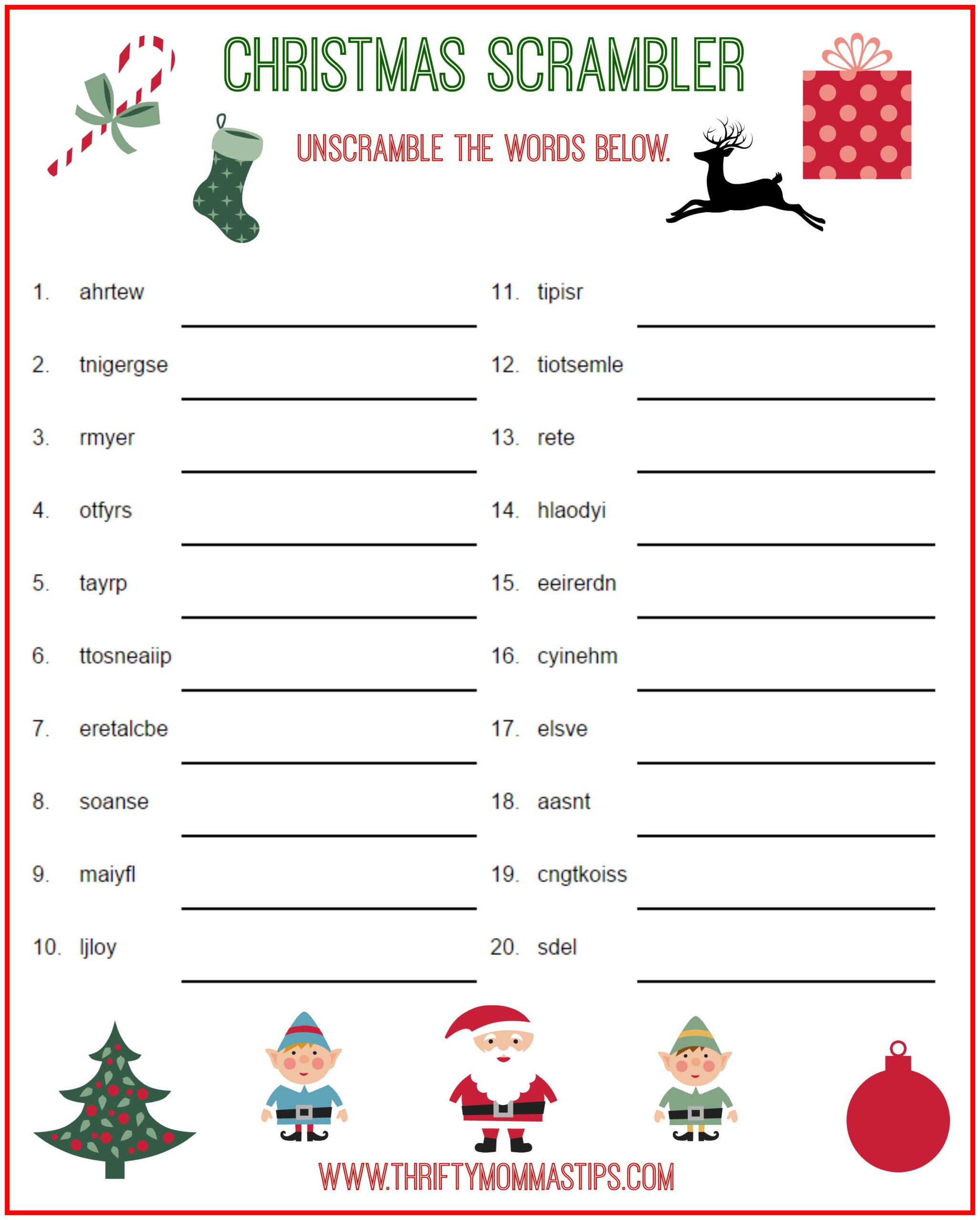 Christmas Scrambler Free Word Game Puzzle - Thrifty Mommas Tips with regard to Christmas Games And Puzzles Printable