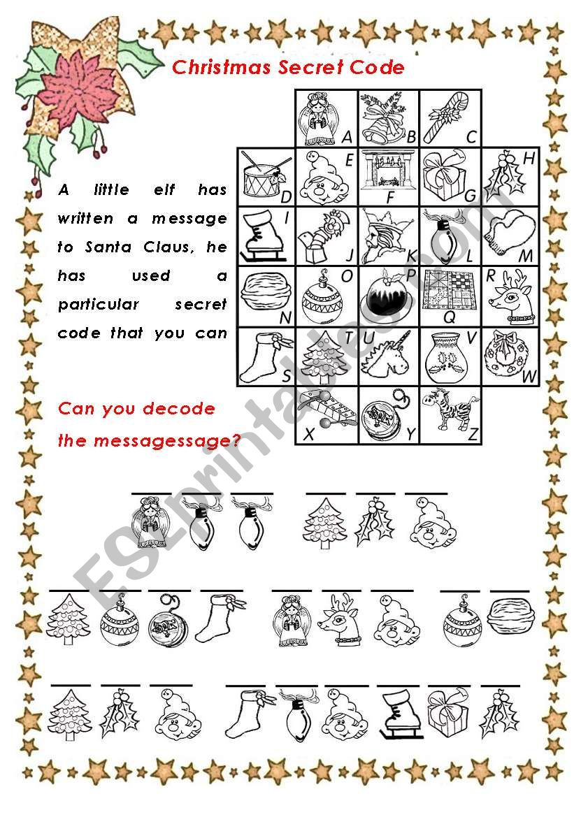 Christmas Secret Code - Esl Worksheetchiaretta intended for Christmas Secret Code Worksheets