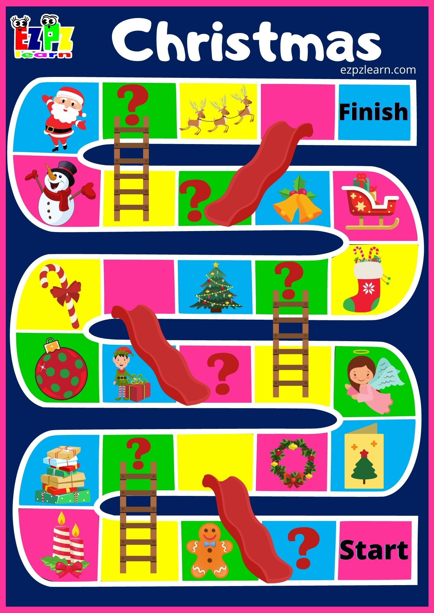 Christmas Slides And Ladders Game - Ezpzlearn pertaining to Christmas Snakes and Ladders Printable