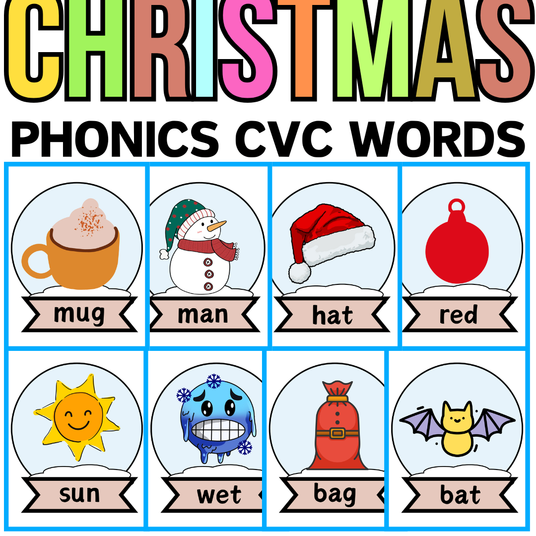 Christmas Snow Globes Cvc Words & Picture Discs - Christmas in Christmas Cvc Worksheets