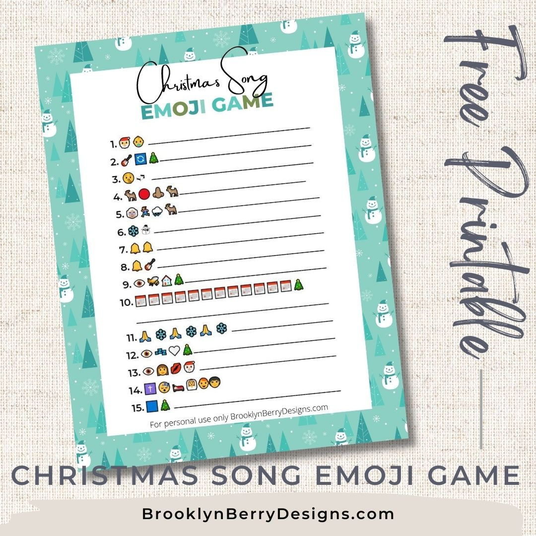 Christmas Song Emoji Game Printable - Brooklyn Berry Designs regarding Christmas Song Picture Game Printable
