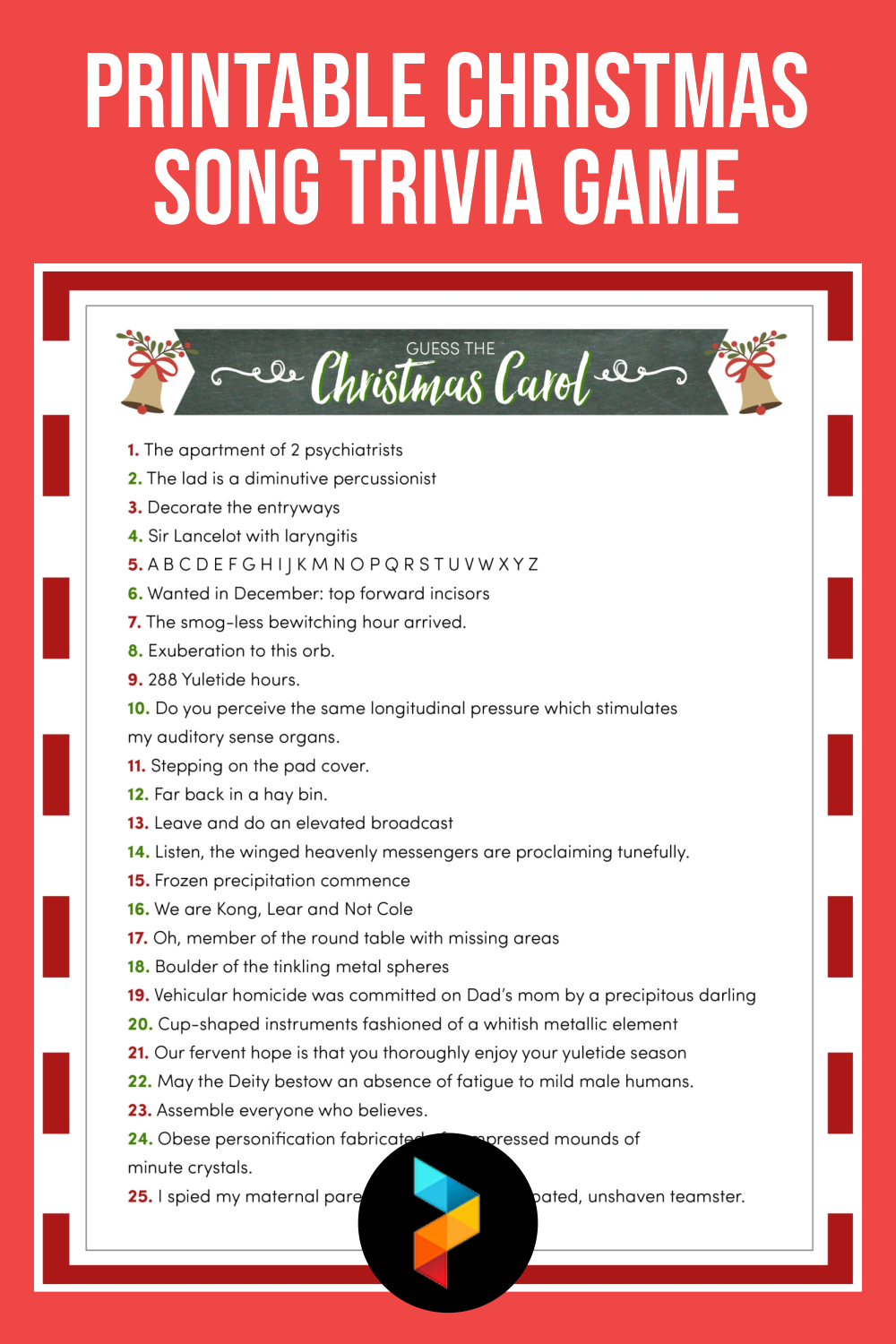 Christmas Song Trivia Game - 15 Free Pdf Printables | Printablee with Free Christmas Song Quiz Printable With Answers