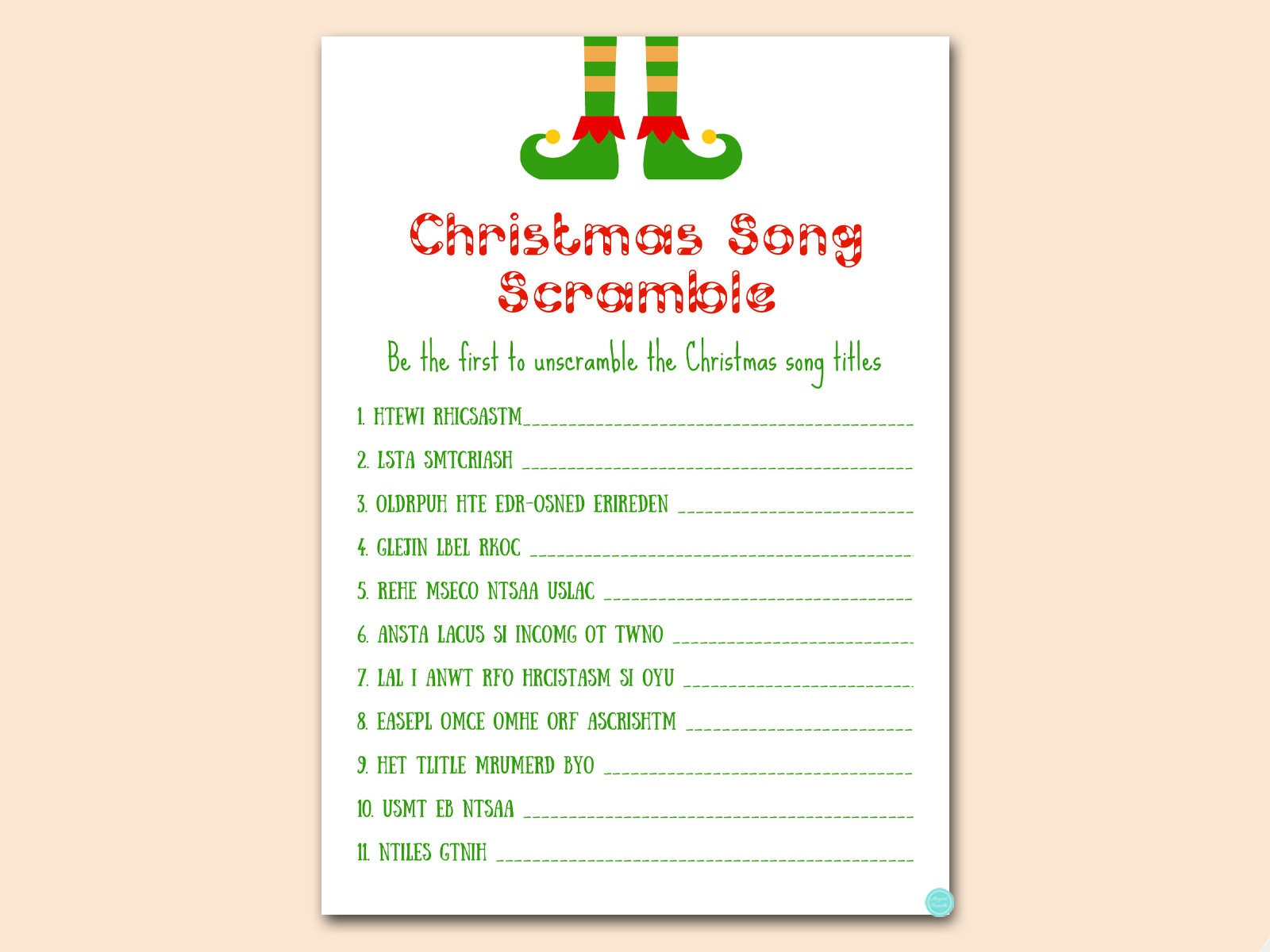 Christmas Songs Scramble Game, Rustic Christmas Family Game inside Christmas Song Scramble Printable