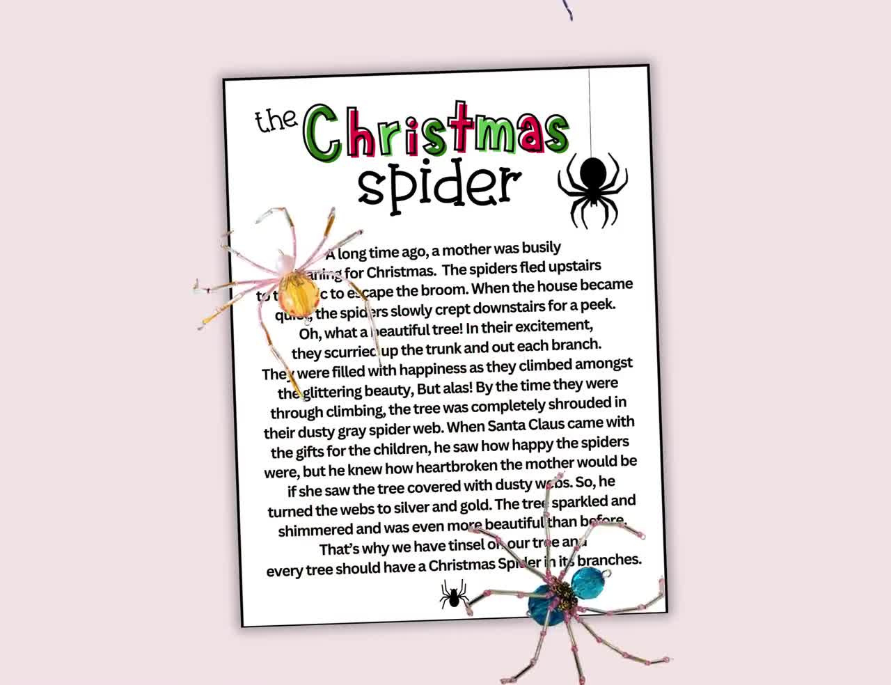 Christmas Spider Cards, The Legend Of The Christmas Spider Display Cards, Christmas Spider Ornament Cards, Printable Christmas Spider Tags regarding Legend Of The Christmas Spider Printable