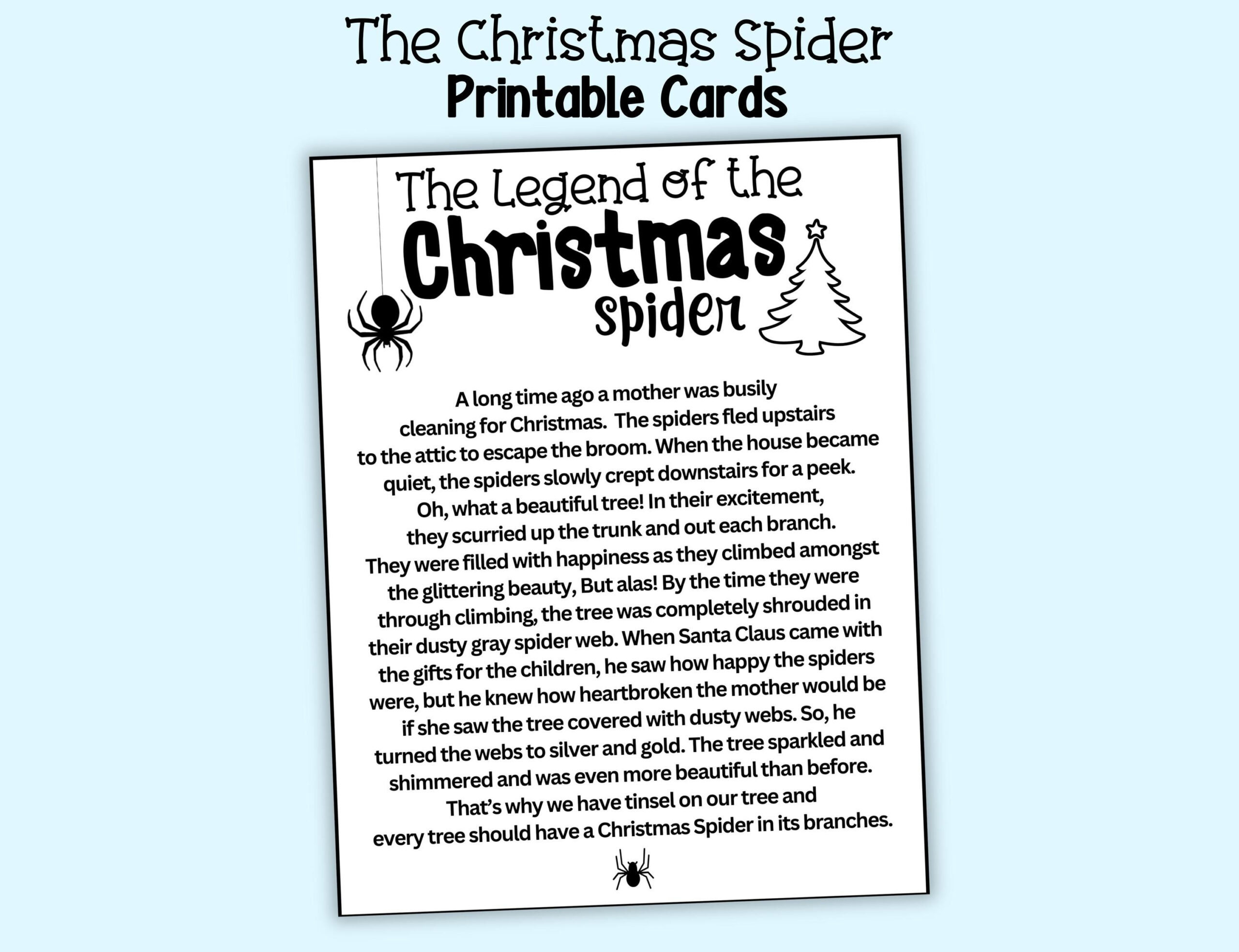 Christmas Spider Cards, The Legend Of The Christmas Spider Display intended for Story Legend Of The Christmas Spider Printable Free