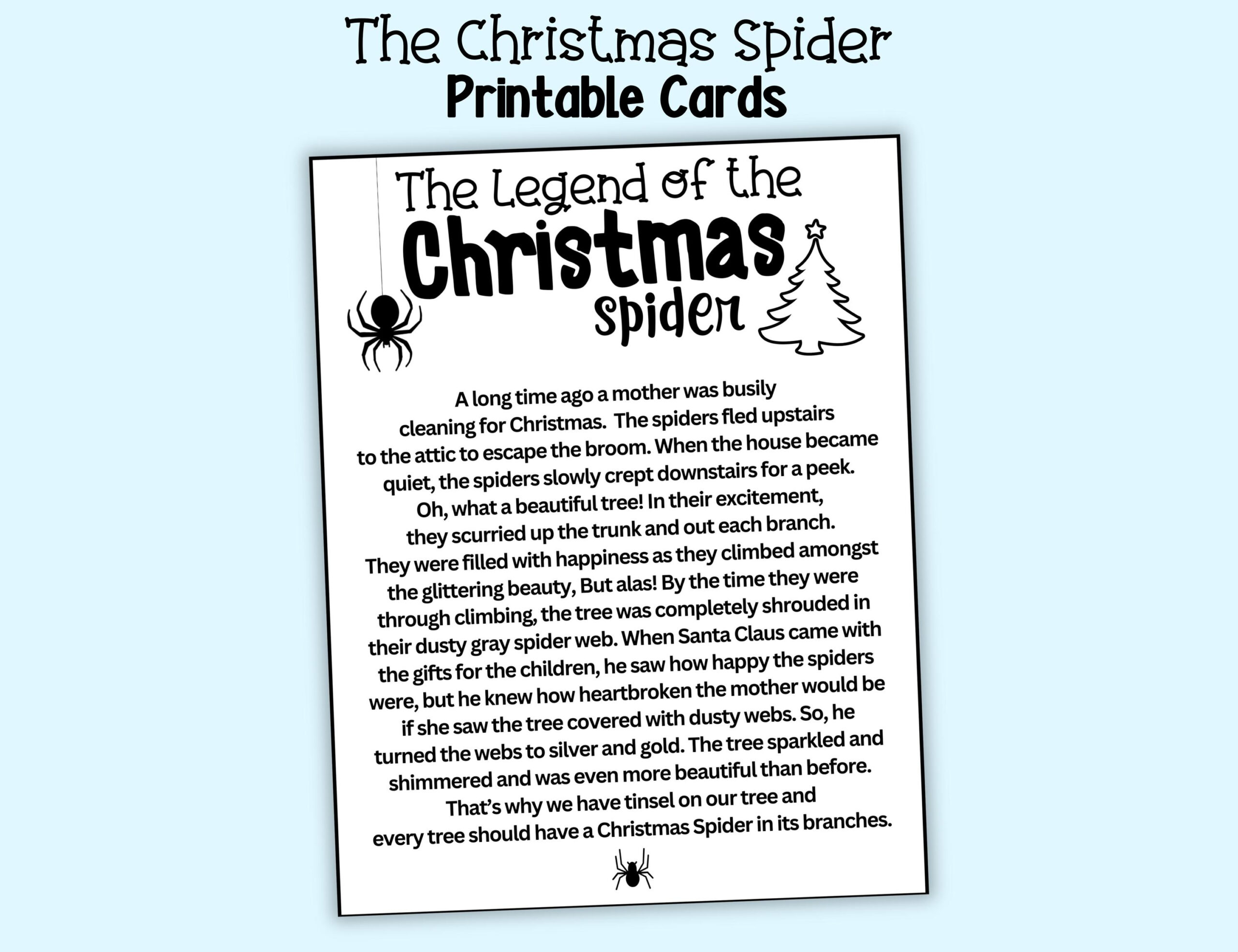 Christmas Spider Cards, The Legend Of The Christmas Spider Display regarding Legend Of The Christmas Spider Printable