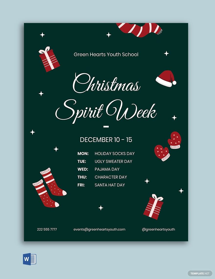 Christmas Spirit Week Flyer Template In Word, Pages, Publisher within Christmas Spirit Week Templates