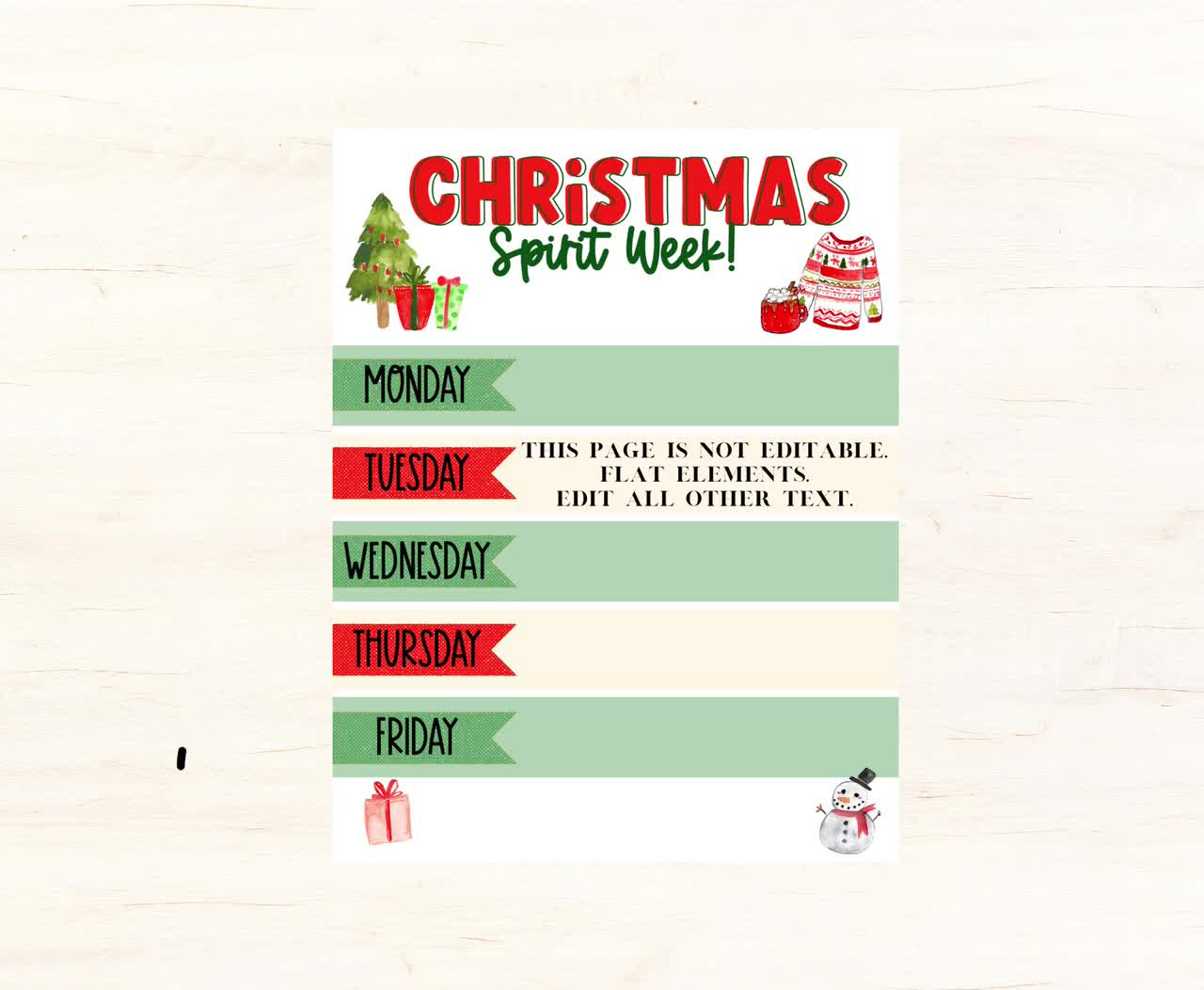 Christmas Spirit Week School Flyer. Holiday Spirit Week Pto Flyer. Editable Pta Flyer For School Fundraiser. Spirit Week Planner. within Christmas Spirit Week Templates