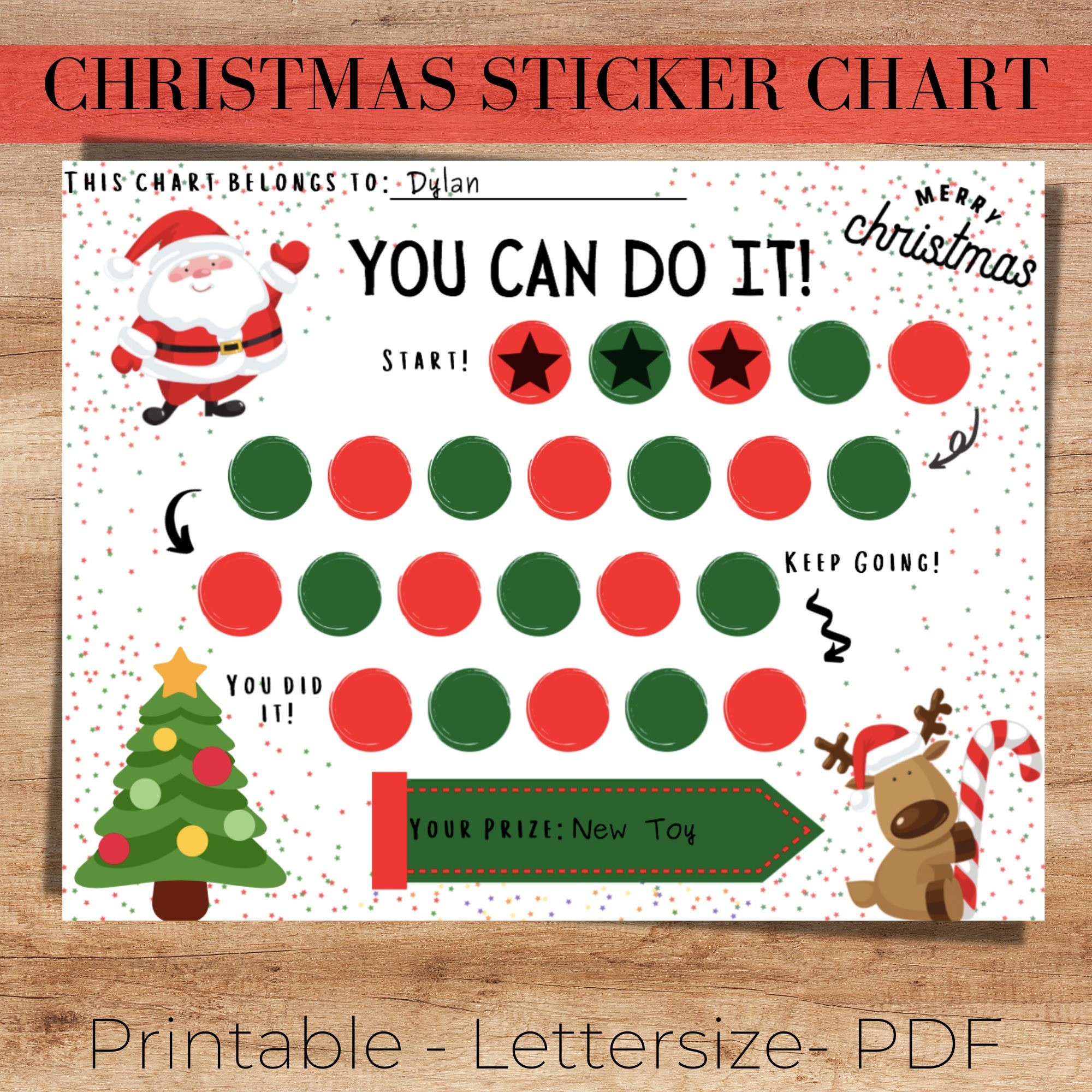 Christmas Sticker Reward Chart, Santa Sticker Chart, Girl Reward regarding Christmas Behavior Charts Printable