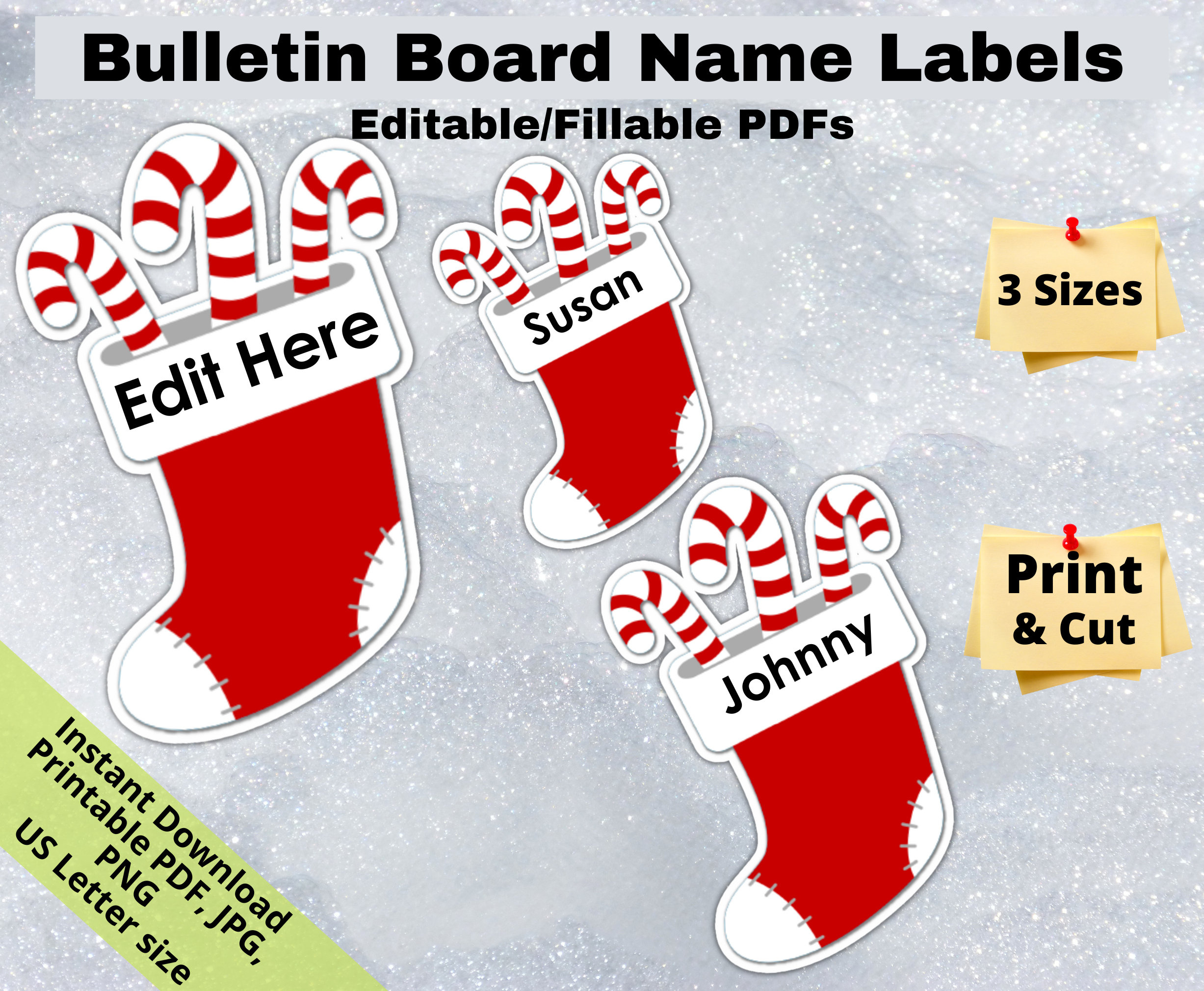 Christmas Stocking, Editable Student Name Tags Printables inside Printable Christmas Stocking Name Tags
