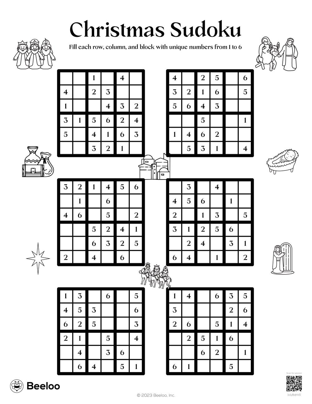 Christmas Sudoku • Beeloo Printable Crafts And Activities For Kids for Christmas Sudoku Worksheet
