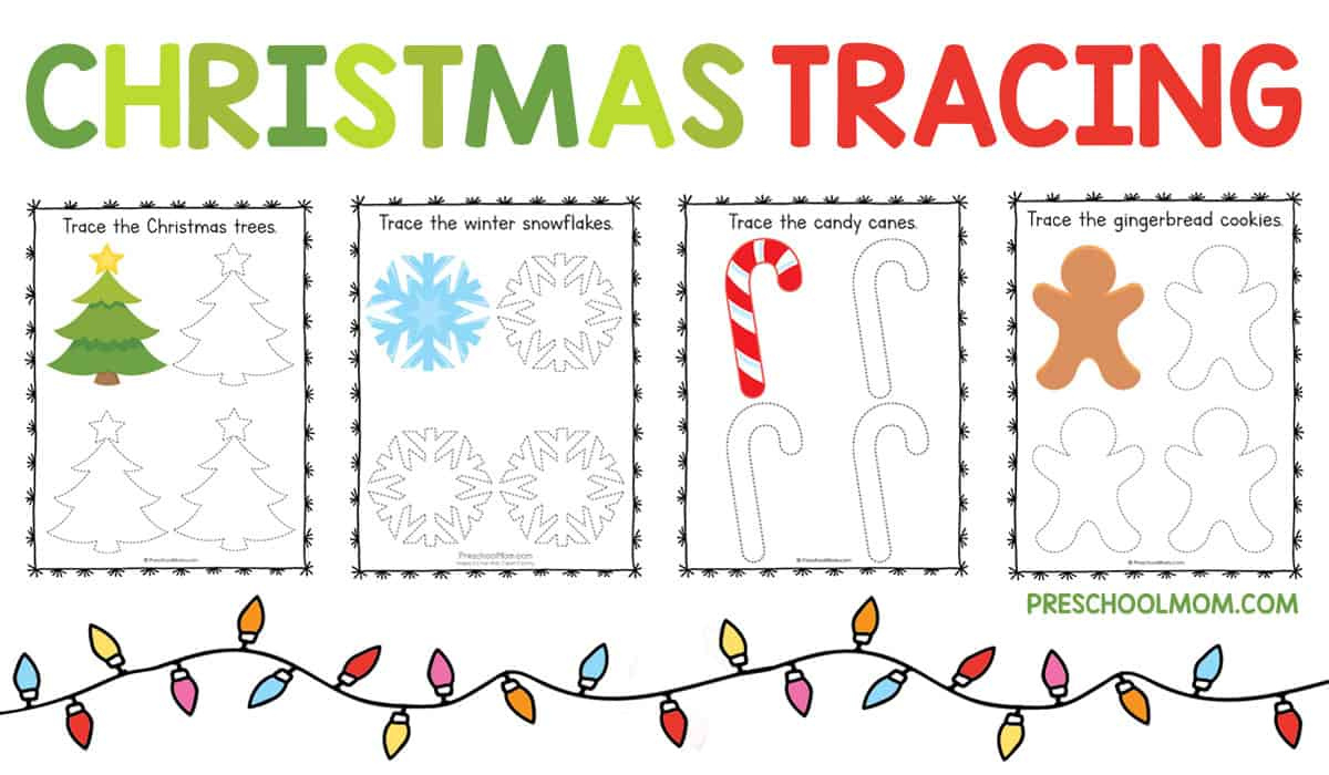 Christmas Symbols Tracing Worksheets - Preschool Mom within Printable Preschool Christmas Worksheets