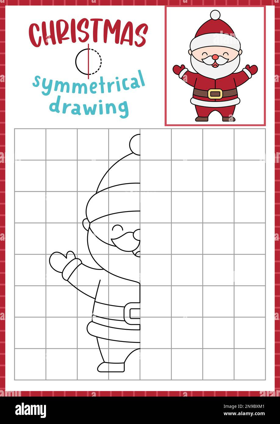 Christmas Symmetrical Drawing Worksheet. Complete Santa Claus pertaining to Free Christmas Symmetry Worksheets