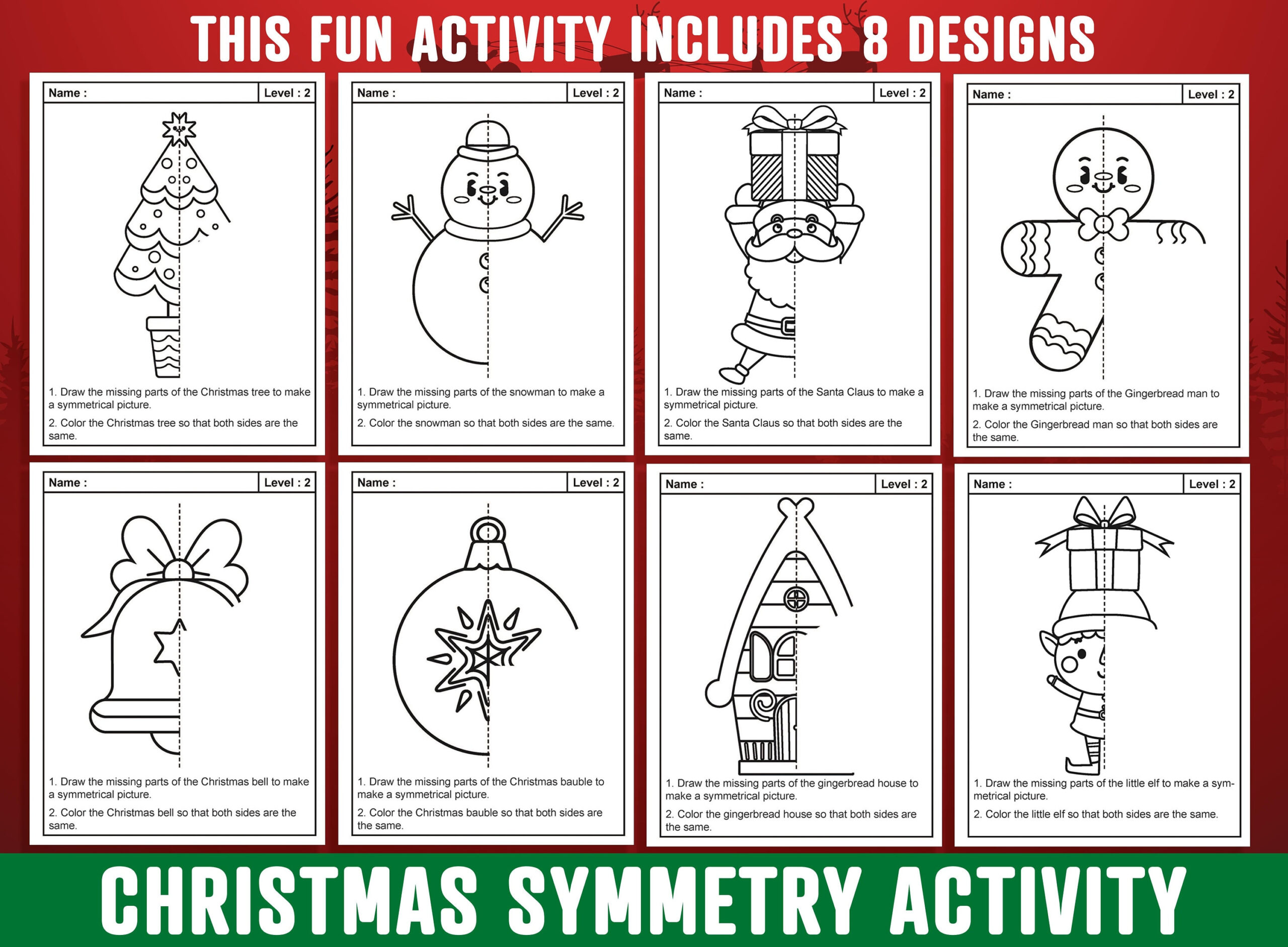 Christmas Symmetry Worksheet, Christmas Theme Lines Of Symmetry with regard to Christmas Symmetry Worksheets