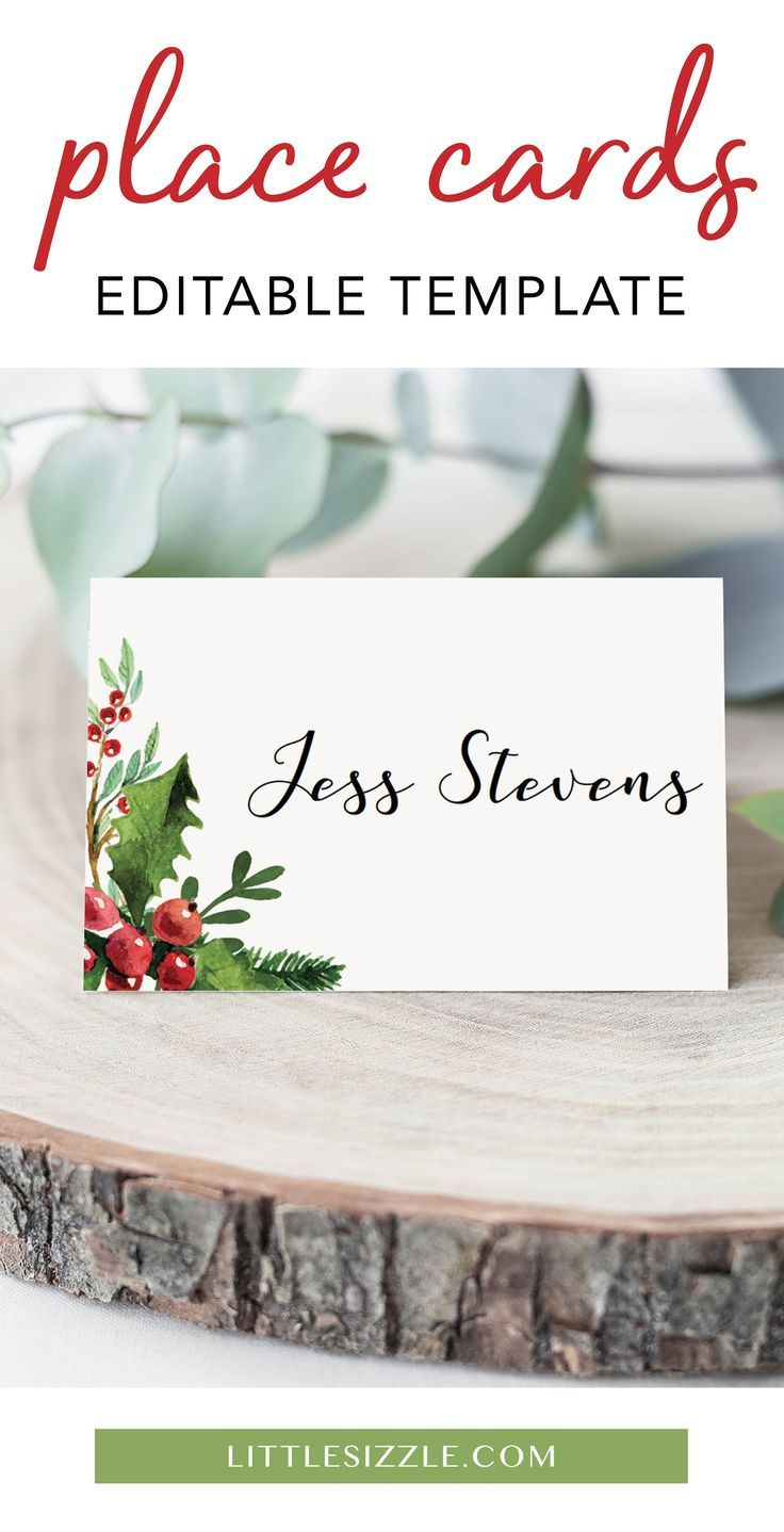Christmas Table Decor Printable Place Card Template with Christmas Table Name Tags Template Printable