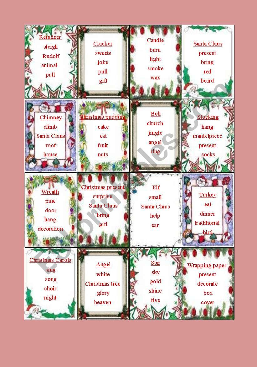 Christmas Taboo - Esl Worksheetcsillagbimbo regarding Christmas Taboo Game Printable