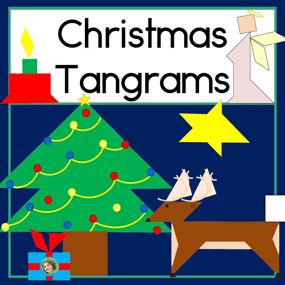 Christmas Tangram Puzzles Printable | 2D Shapes Math Center with Christmas Tangram Puzzles Printable