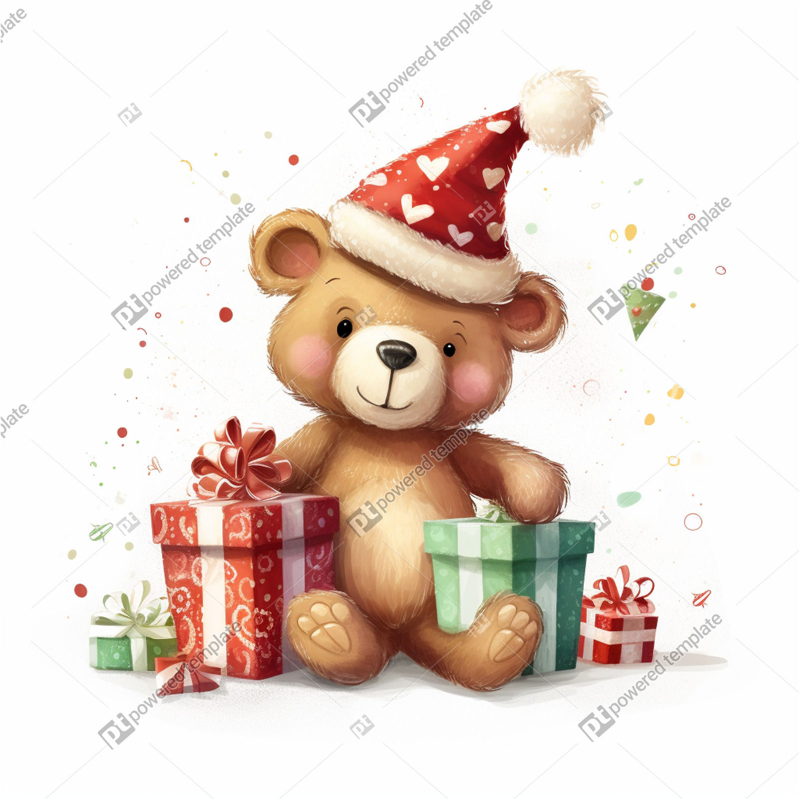 Christmas Teddy Bear With Gift Boxes | Ki-Bild | Poweredtemplate for Christmas Bear Printable