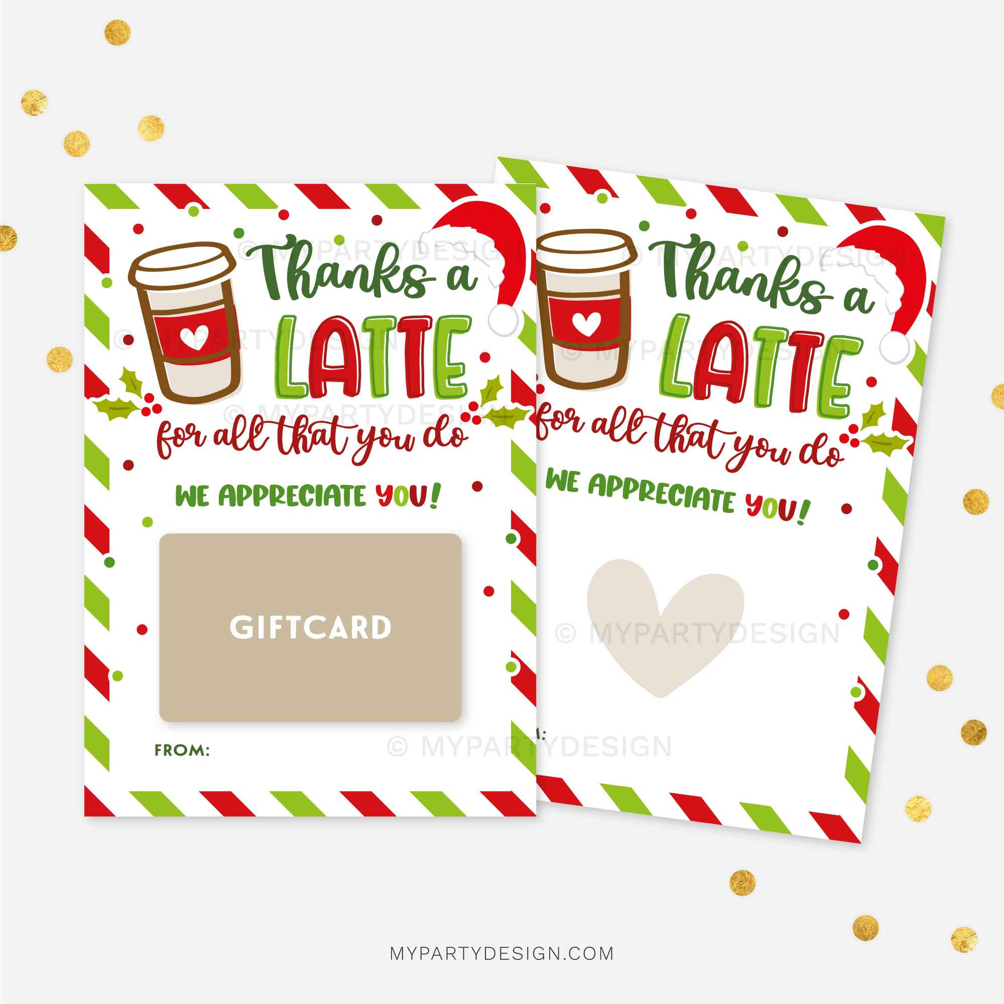 Christmas Thanks A Latte Gift Card Holder, Printable Pdf - My inside Thanks a Latte Christmas Printable
