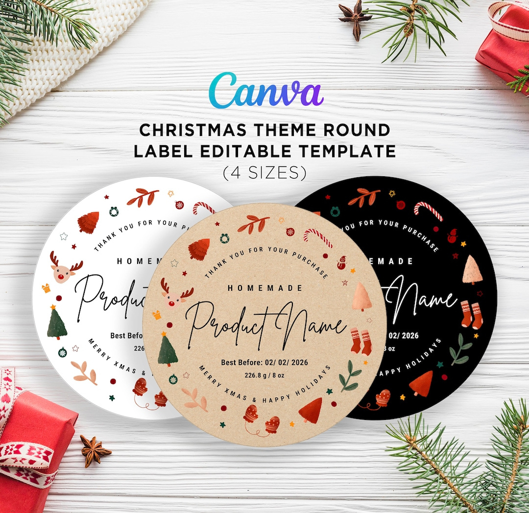 Christmas Theme Round Labels, Printable Christmas Round Tags intended for Round Printable Christmas Tags