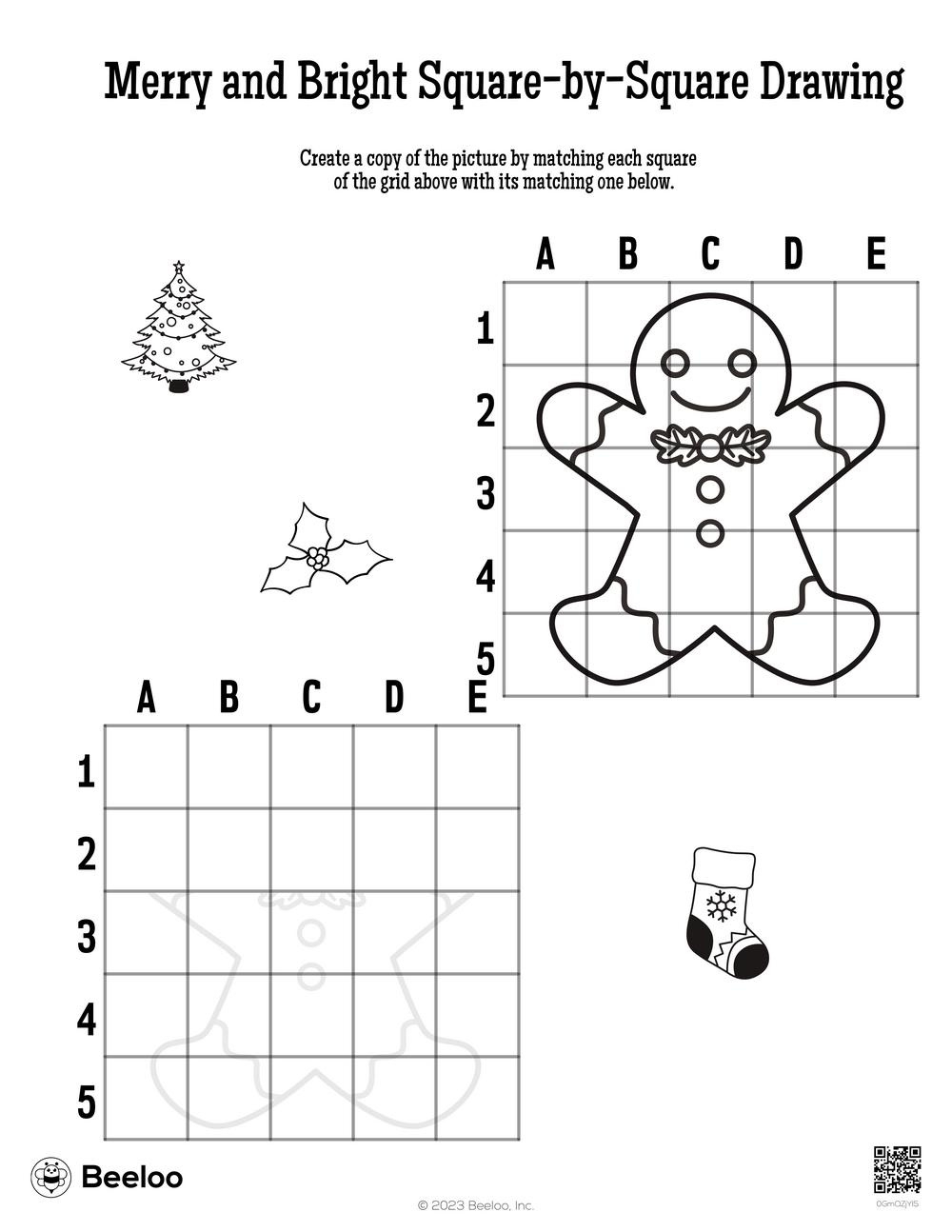 Christmas-Themed Grid Drawings • Beeloo Printable Crafts And pertaining to Christmas Grid Drawing Printable