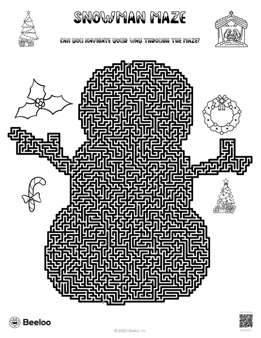 Christmas-Themed Mazes • Beeloo Printable Crafts And Activities for Christmas Maze Printable Hard