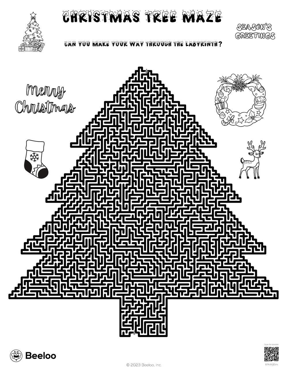 Christmas-Themed Mazes • Beeloo Printable Crafts And Activities regarding Christmas Mazes Hard Printable