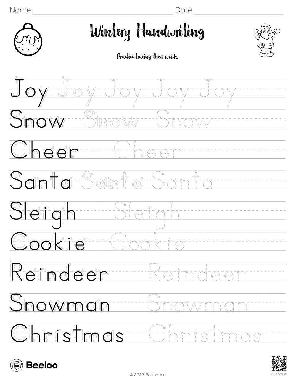 Christmas-Themed Word Tracing Worksheets • Beeloo Printable Crafts pertaining to Christmas Writing Worksheets