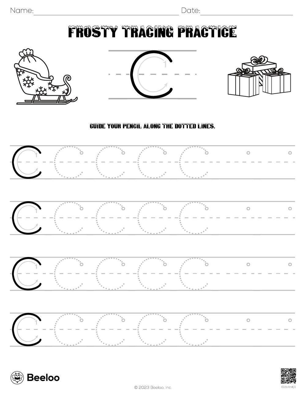 Christmas-Themed Word Tracing Worksheets • Beeloo Printable Crafts with Christmas Letter Tracing Printable