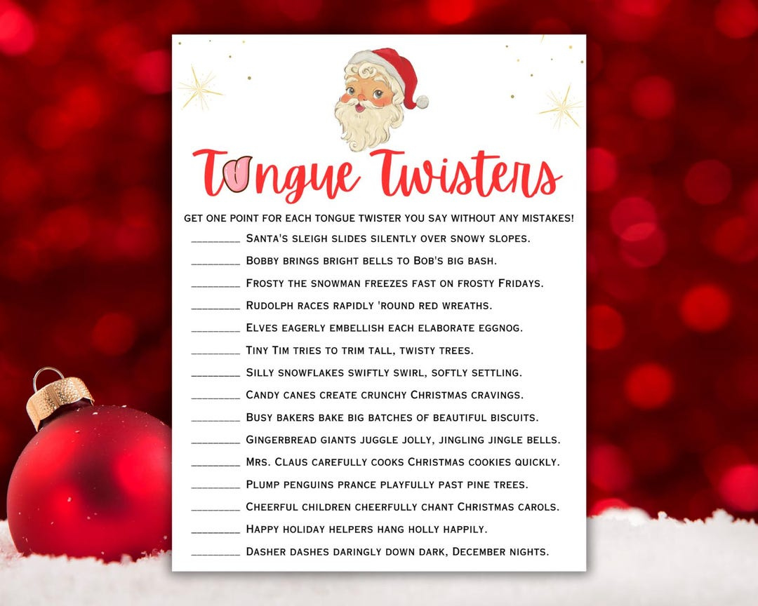 Christmas Tongue Twisters | Christmas Party Games | Funny throughout Christmas Tongue Twisters Printable