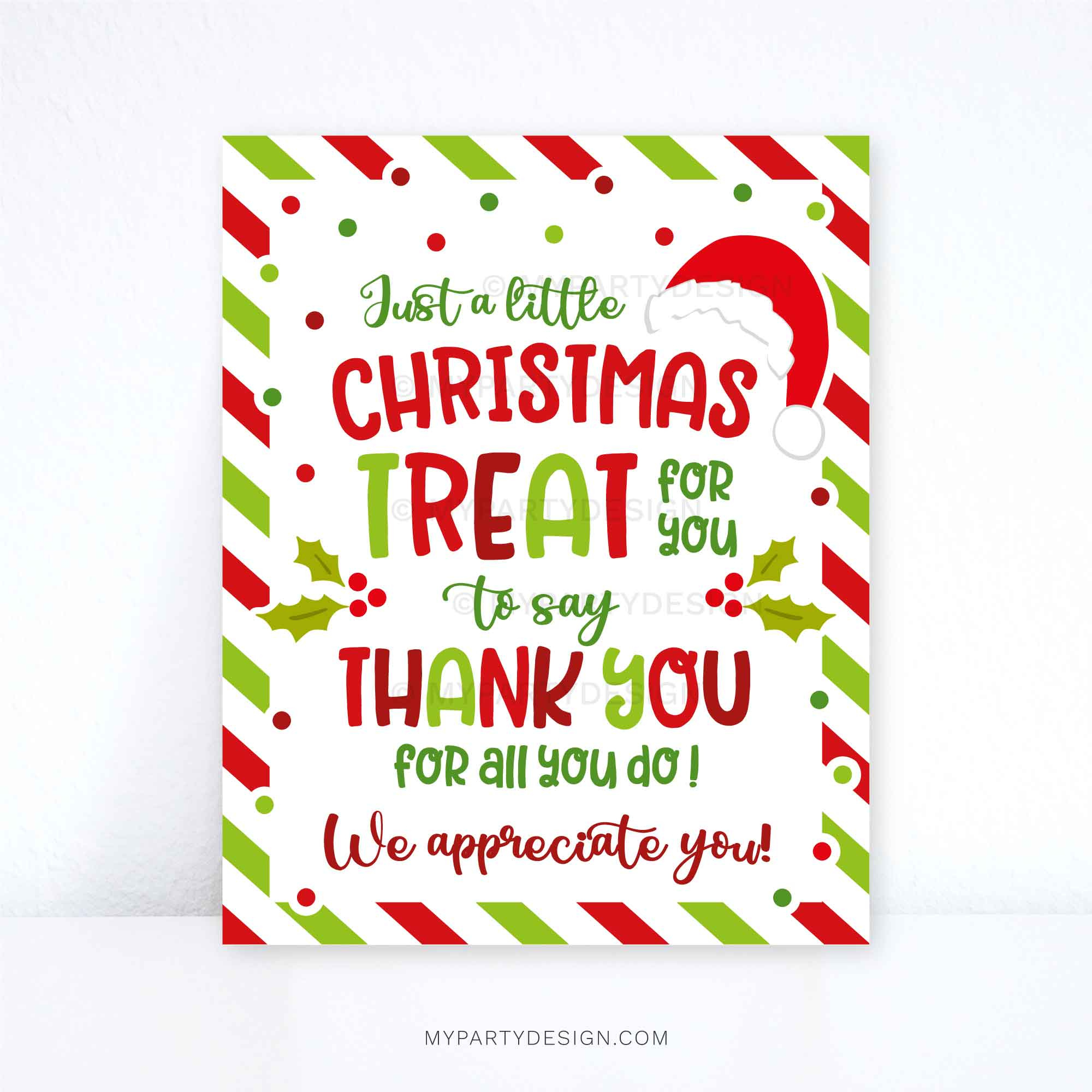Christmas Treat To Say Thank You Sign, Printable Pdf - My Party Design regarding Christmas Signs Printable
