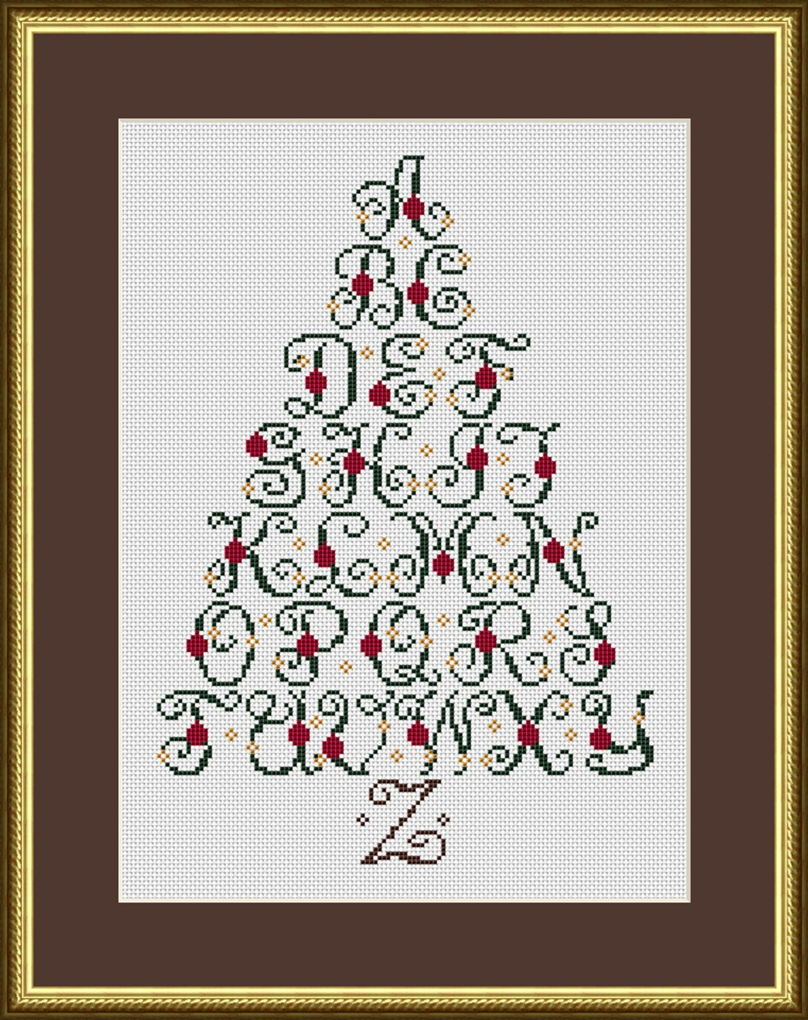 Christmas Tree Alphabet Sampler Cross Stitch Pattern 1182 in Printable Free Christmas Tree Cross Stitch Patterns