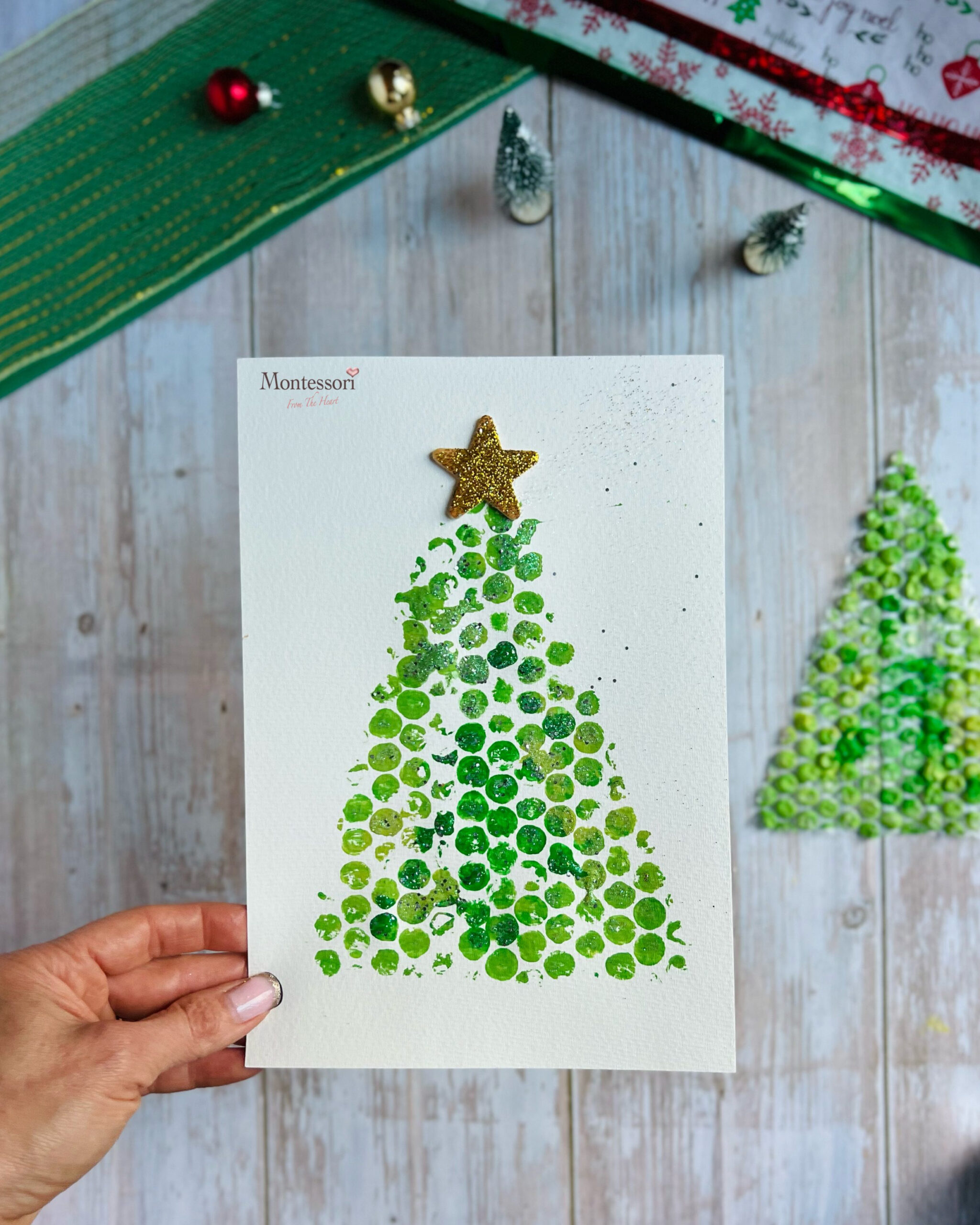 Christmas Tree Bubble Wrap Print Craft For Kids | Montessori From regarding Printable Christmas Card Craft