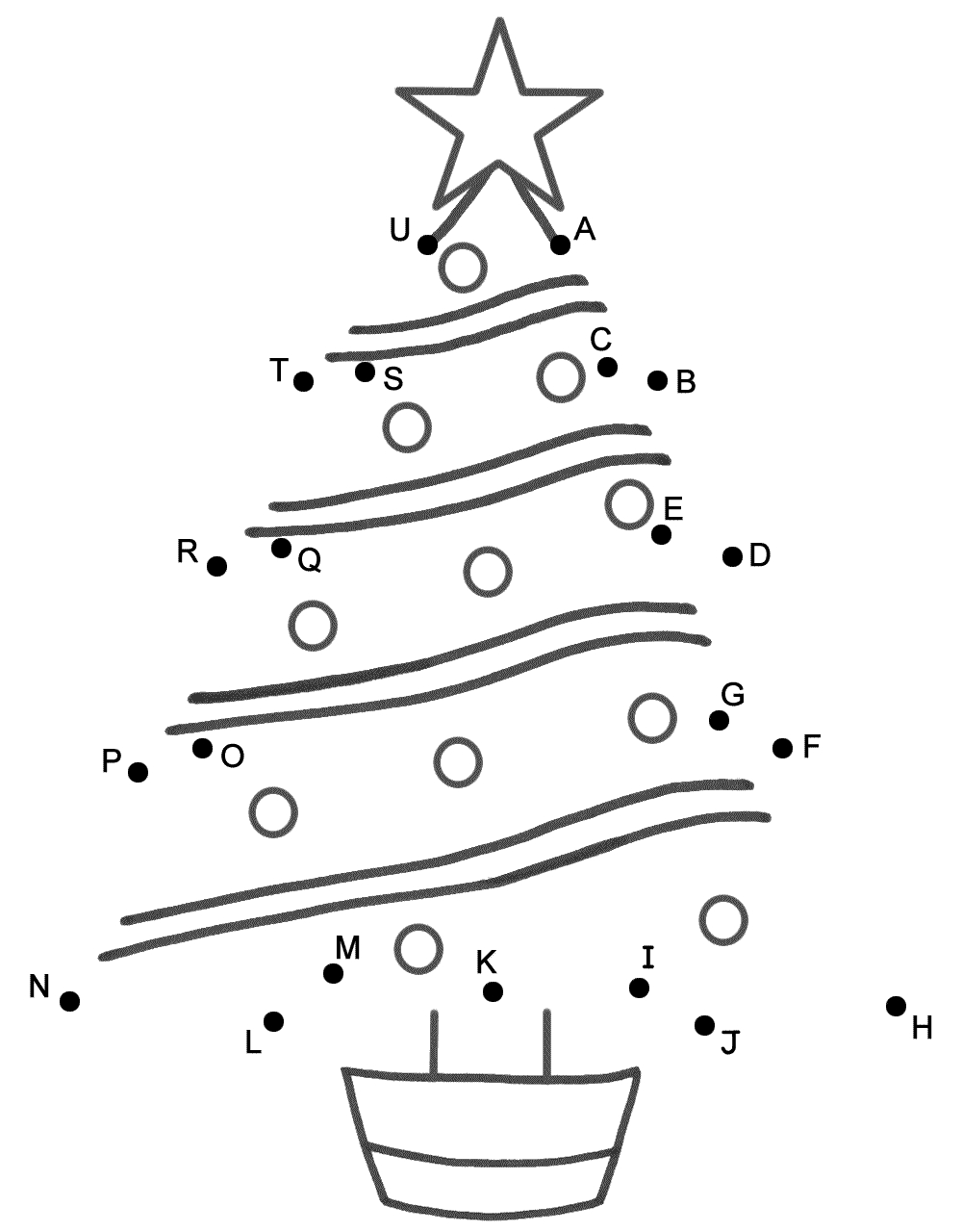 Christmas Tree - Connect The Dotscapital Letters (Christmas) within Christmas Dot To Dot For Adults Printable