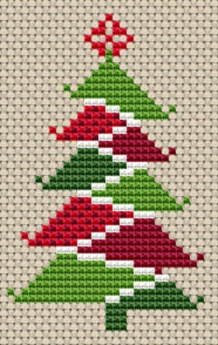 Christmas Tree Cross Stitch With Red, Green, And White Decorations for Printable Free Christmas Tree Cross Stitch Patterns