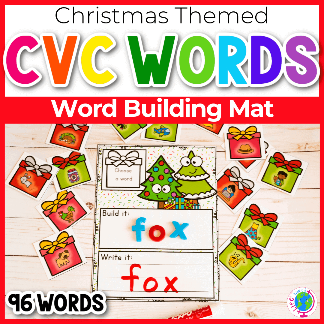 Christmas Tree Cvc Word Building Mat in Kindergarten Christmas Cvc Worksheets
