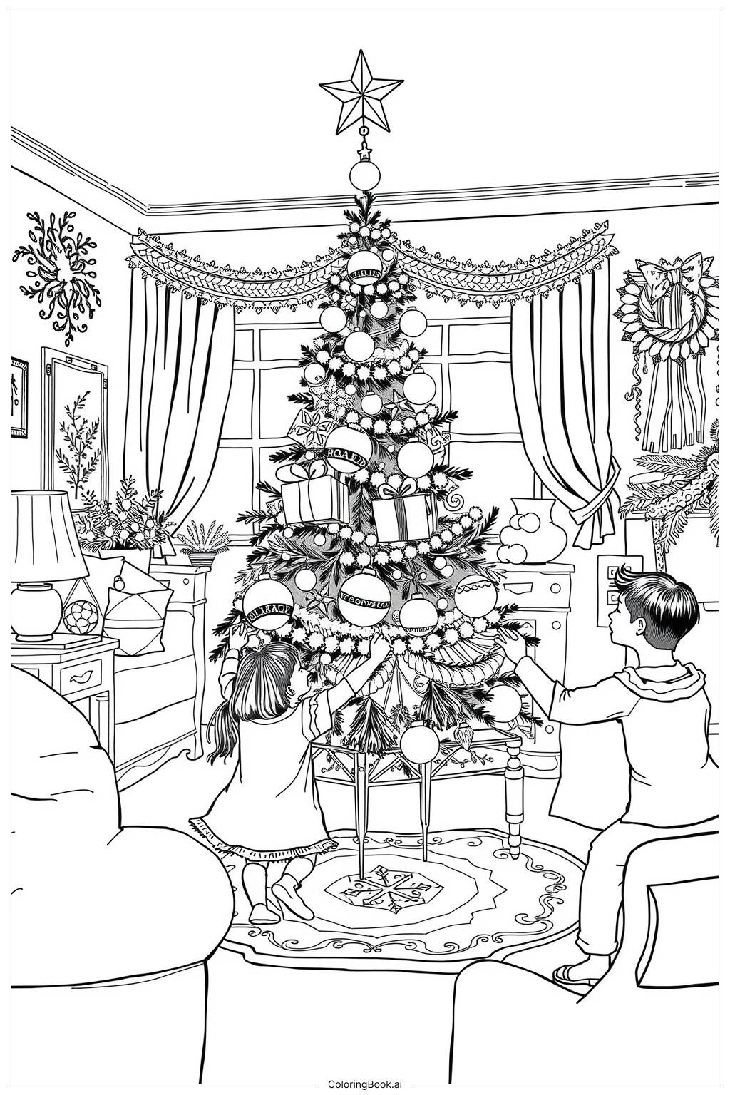 Christmas Tree Light Up-2 Coloring Page (Free Pdf&Png Printable) with Printable Christmas Tree Lights