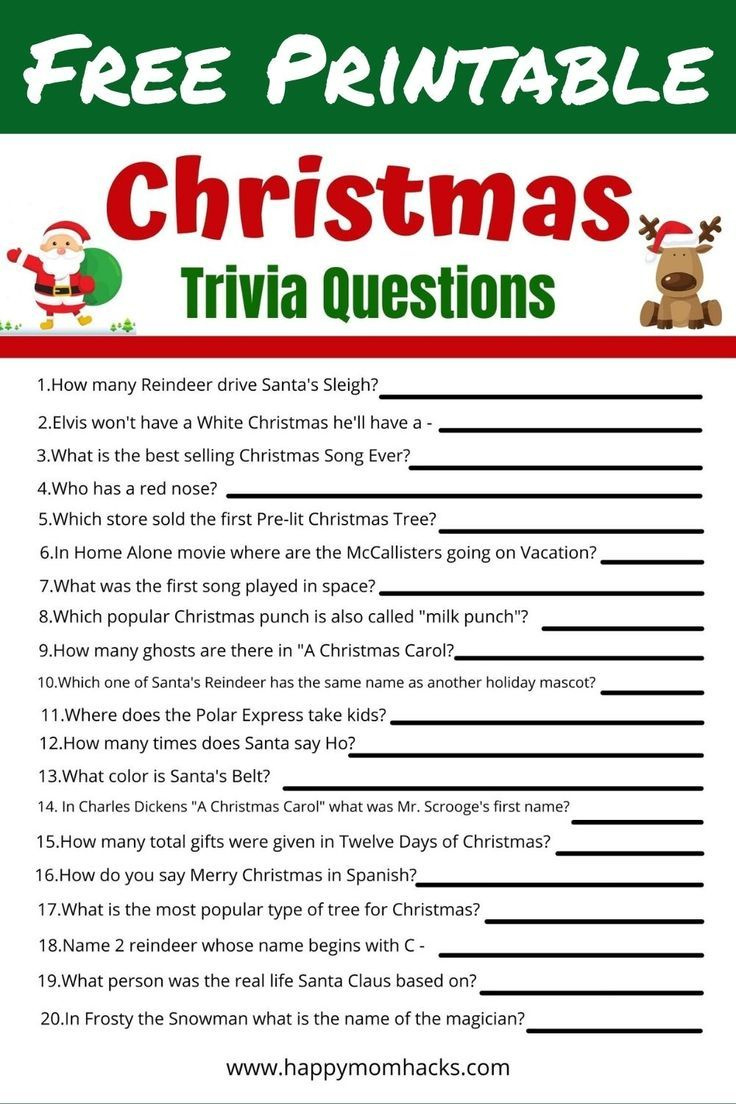 Christmas Trivia Quiz Questions &amp;amp; Answers For Kids Free Printable pertaining to Christmas Games/Trivia Printable