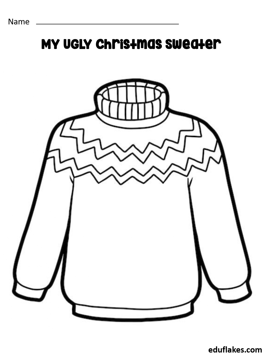 Christmas Ugly Sweater Free Pdf Templates - Eduflakes intended for Ugly Sweater Coloring Printable