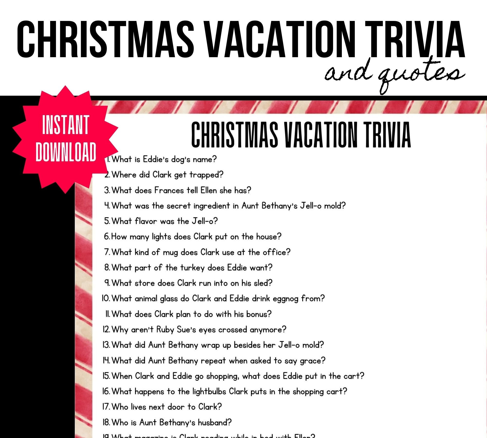 Christmas Vacation Trivia, Christmas Vacation Quotes, Christmas throughout Christmas Vacation Trivia Questions Printable