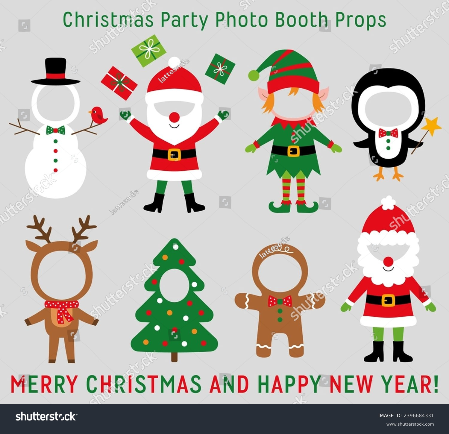 Christmas Vector Face Hole Party Props Stock Vector (Royalty Free in Christmas Face in Hole Templates