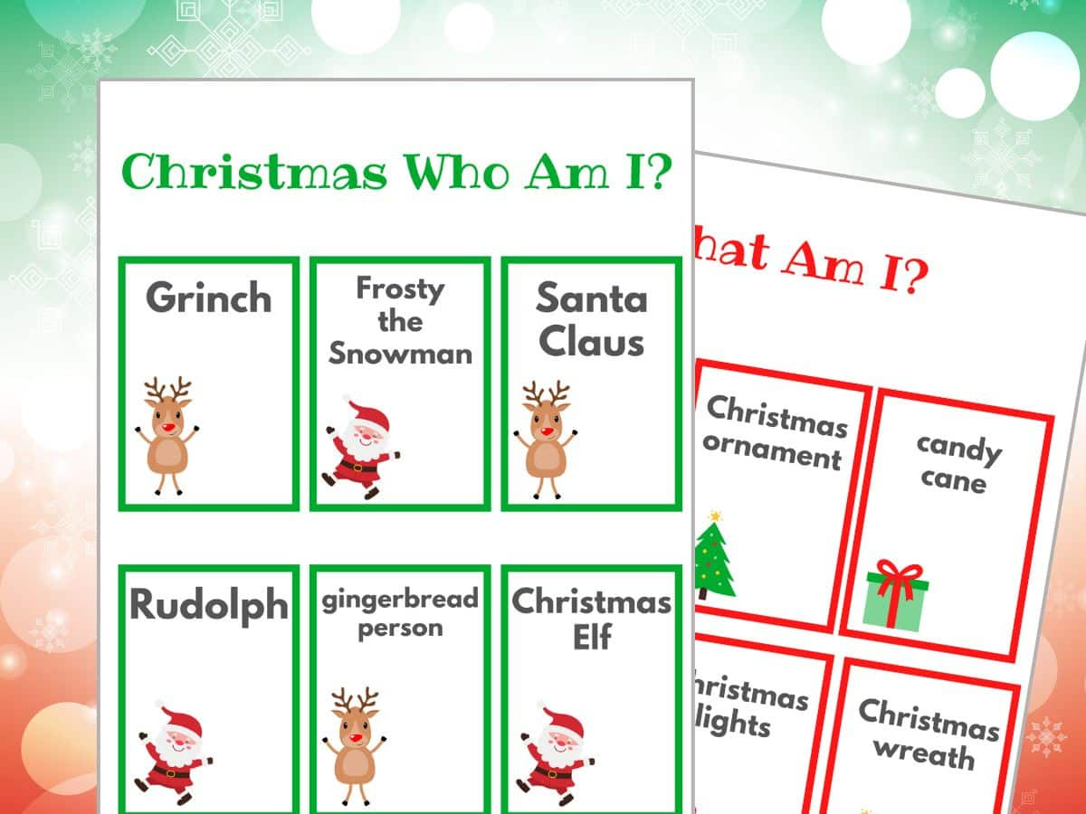 Christmas Who Am I? Game regarding Who Am I Christmas Game Printable