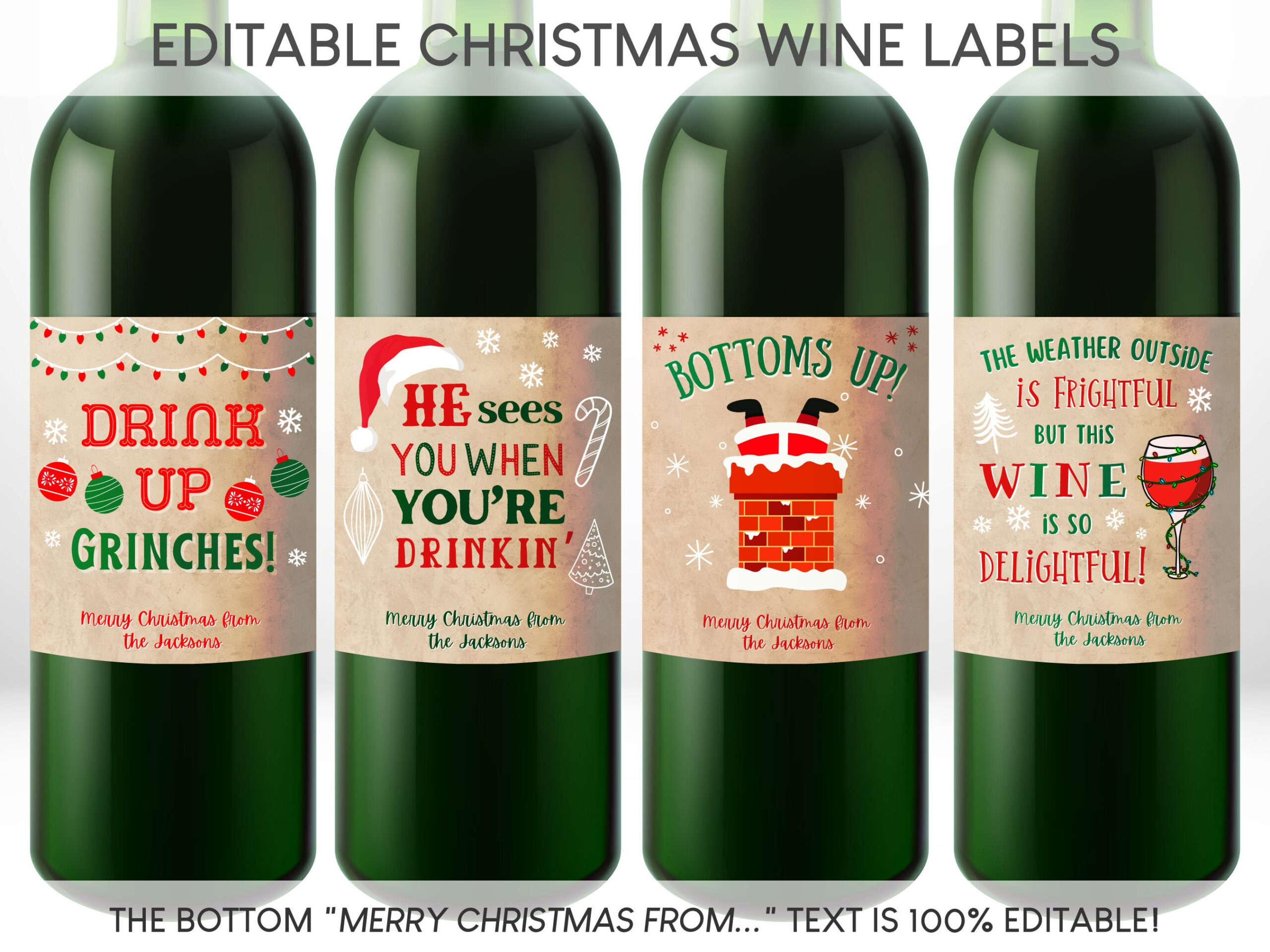 Christmas Wine Labels Printable, Funny Christmas Wine Labels inside Christmas Bottle Labels Printable