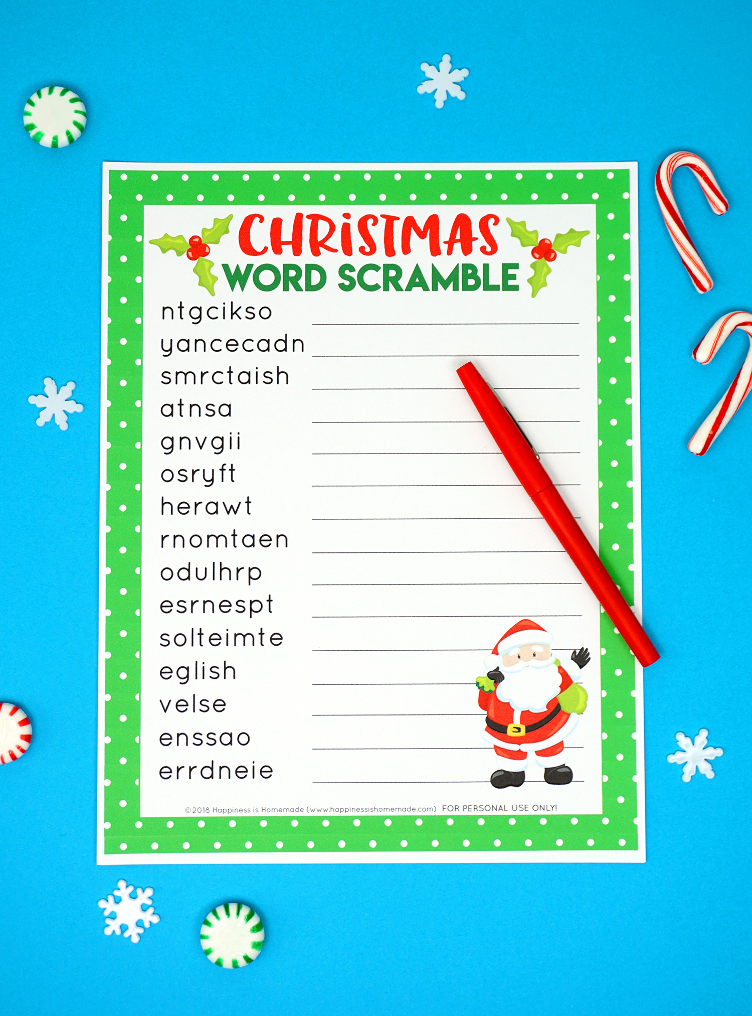 Christmas Word Scramble Printable - Happiness Is Homemade within Christmas Word Scramble Printable