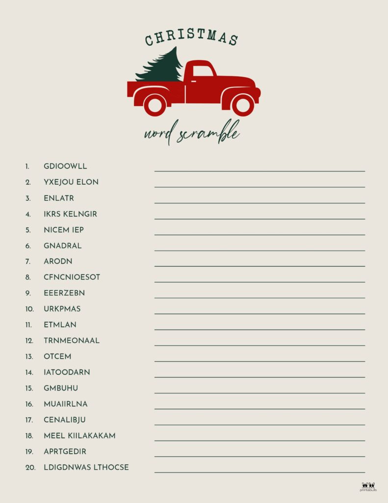 Christmas Word Scrambles - 15 Free Printables | Printabulls for Blank Slate Christmas Words Printable